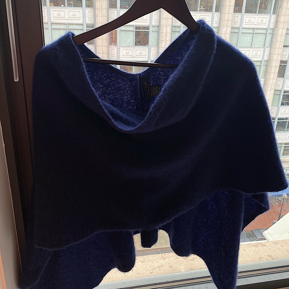 Poncho blue 100% cashmere